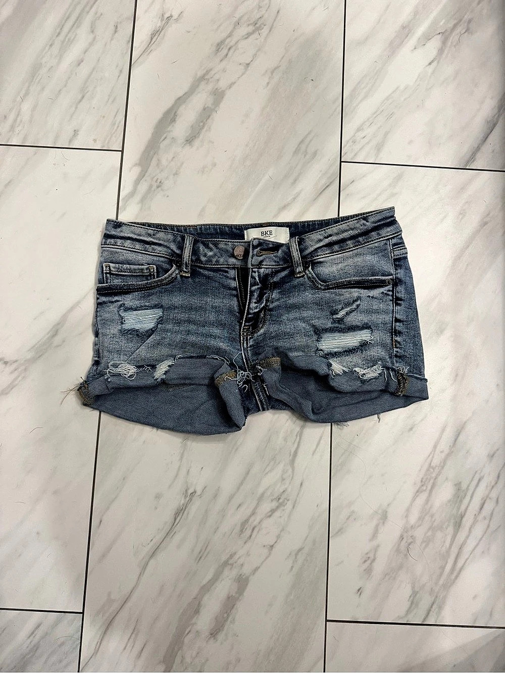 BKE Distressed Denim Shorts in Blue 26